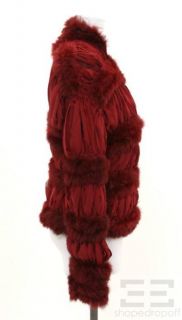 Carlos Miele Red Woven Rabbit Fur Coat Size 40