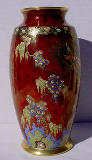 Carlton Ware Red Blush Bird of Paradise Tree 10 25 Vase