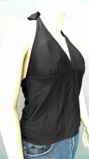 Catalina Ladies Womens XL Tankini Top Black Solid Swim Comfort 