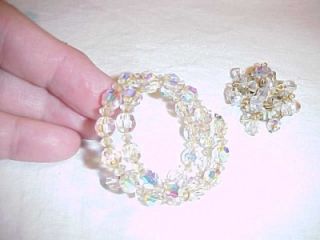Vintage Aurora Borealis Small Bracelet Clip Earrings
