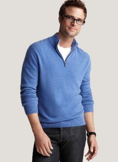 Bloomingdales Mens Pure Cashmere Half Zip Sweater Long Sleeves Small 
