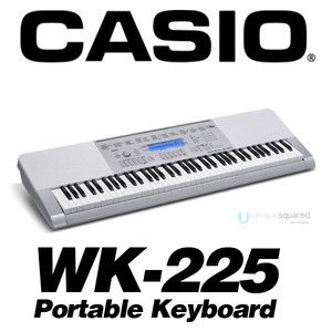 Casio WK 225 76 Key Portable Electronic Keyboard Piano w A C Adapter 