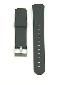 New Casio Style Black Rubber Watch Band 15 16 mm Stainless Steel 