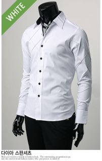 New Mens Dress Shirts Slim Fit Patched Casual Shirts 23