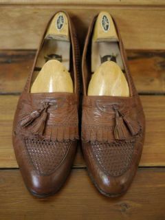 Vintage Oleg Cassini Brazilian Leather Woven Tassel Loafers 11 D 45 
