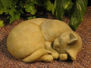Sleeping Cat Statue 11 Cast Stone Outdoor Garden