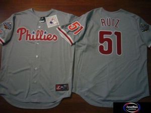 Majestic Phillies Carlos Ruiz Sewn 2008 World Series Baseball Jersey 