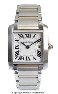 Cartier Tank Francaise Midsize Steel 18K YG Two Tone Watch Box Papers 