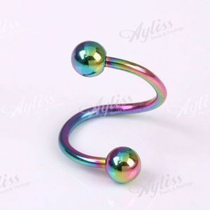 Colorful Steel Twister Lip Eyebrow Cartilage Earring 1P