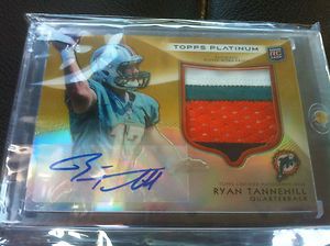 2012 Topps Platinum Ryan Tannehill Rookie RC Gold Patch Auto 5 4 Color 