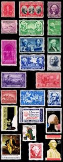 Tribute to George Washington on Old US Postage Stamps