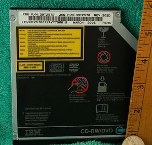 CD RW DVD Internal Drive IBM Lenovo ThinkPad T 41 T43 FRU P N 39T2589 