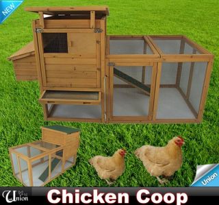 New Deluxe Wooden Chicken Coop Hen House Little Pet Animal Comfortable 