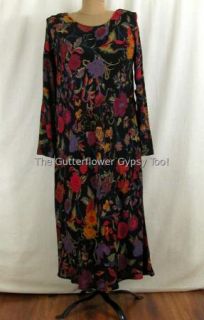 Vtg New Carole Little Cloisonne Multicolor Floral German Rayon Dress 