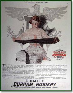 1920 Durham Hosiery Stockings Big Eagle and Woman Ad
