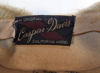 Vintage Original Caspar Davis Model Tan Wool Felt Fur Cap Hat