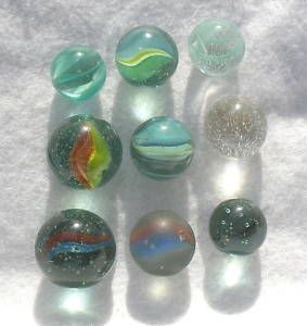 Set of 9 Old Colored Catseye Marbles