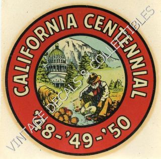 RARE Vintage California Centennial 48 49 50 Souvenir Travel Water 