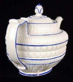 Antique Castleford Type Teapot Salt Glaze Stoneware Neo Classical 