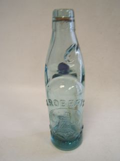 Vintage J Roberts Castleford Codds Patented Bottle Green Glass RW 