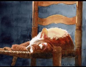 Calendar Tabby Maine Coon Cat Watercolor Painting Art