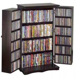 Solid Wood CD DVD Cabinet Rack 612 CD 298 DVD Espresso