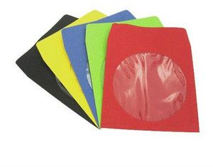 100pcs Color CD DVD Sleeves Paper w Clear Window Blue Green Yellow Red 