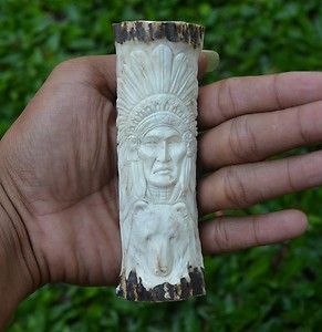    lndian Carving Knive Knife Cane Handle 118mm in Deer Antler Carving