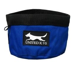 Blue Canvas Dog Cat Food and Water Bowl Dish Hiking
