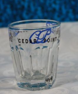 Cedar Point Black Blue on Clear Shot Glass