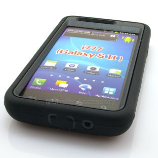 Black Kickstand Double Layer Hard Case Gel Cover for Samsung Galaxy S2 