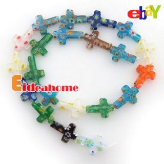   Cross Mixed Color Millefiori Glass Charms Chamilia Beads 110563