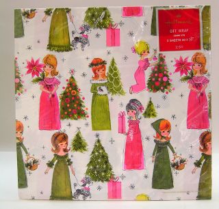 Vintage Hallmark Christmas Wrapping Paper in Cellophane
