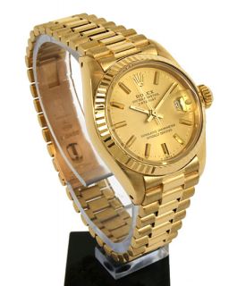Rolex 18K Solid Gold Champaign Dial Datejust Ladies Wrist Watch Model 