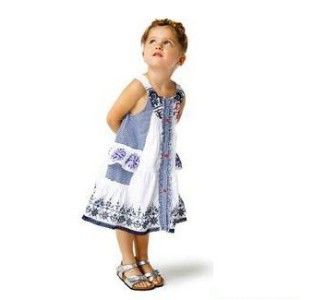 CATIMINI ~ French Designer Girls Blue & White Sundress Sz 4,5,6,7 