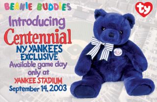 RARE Centennial NY Yankees Bear Ty Beanie Buddy SGA