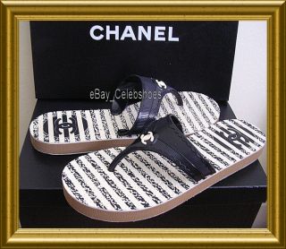 2012 Latest Chanel Classic CC Logo Sexy Black Flip Flop Thong Sandal 