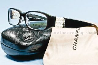 New Chanel Eyeglasses Frame 3155 H Crystal Black 9 Pearl Authentic 