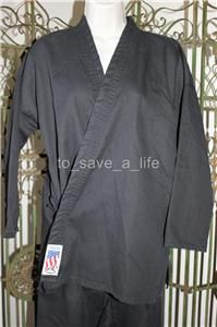 Century Martial Arts Karate Tae Kwon do Uniform Gi Black Size 4 Adult 
