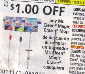 10 Coupons $1 1 Mr Clean Magic Eraser MOP Exp 12 31 12