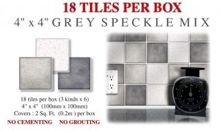 Pack of 18 Grey Speckle Mix ceramic style 4x4 tiles for either 