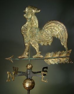 WEATHER VANE ANTIQUE from CAWOOD HOMESTEAD, GILDED COPPER, 38 X 24 