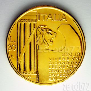Moneta Oro Duce Dux Benito Mussolini Fasci 20 Lire 1943