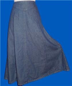 Chadwicks Western Dark Blue Denim Flare Boot Skirt Sz 6P 28 30 Waist 