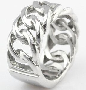 Chain Design 316L Stainless Steel Rings Fashion Jewelry D094 Size 6 5 