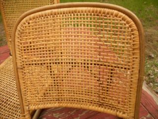 mid century modern wicker and cane sand chairs