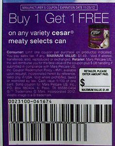 20 Cesar Meaty Selects Can B1G1 Free BOGO Coupons 11 25