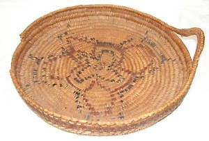 Old Northwest Coast Salish Imbricated Cedar Basket Tray NW Pacific 
