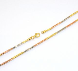 Sparkle Glitter Chain Necklace 14k Tricolor Gold Silver