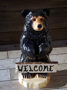 Chainsaw Carving Carved Bear Welcome Go Away Bear